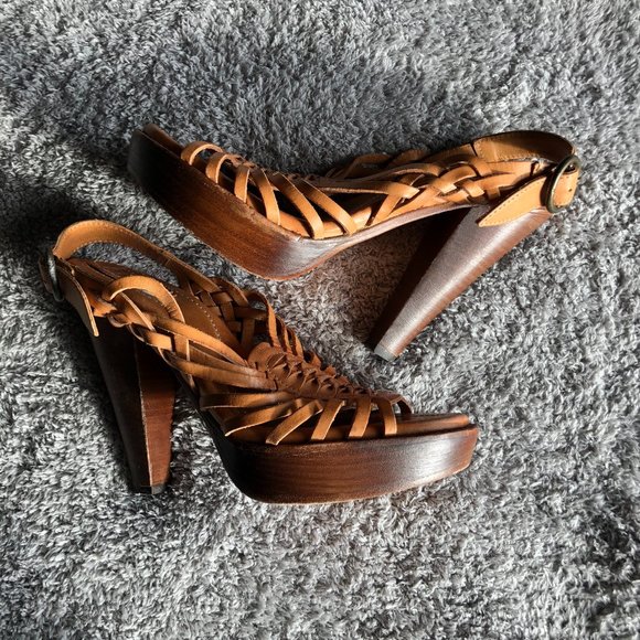 Frye Joy Huarache Slingback Leather Heels - Picture 3 of 8